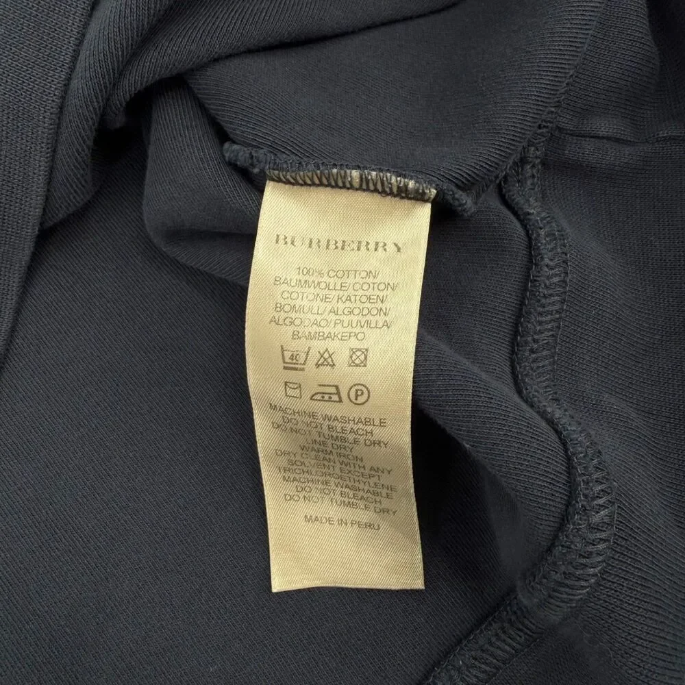 Burberry Men's Cotton Quarter Zip Pullover Sweatshirt Navy Blue XL